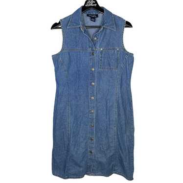 Vintage Denim Fitted Midi Dress - image 1