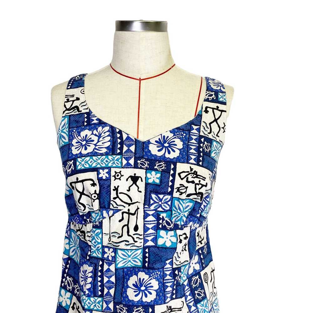 Vintage Hilo Hattie Womens Size 6 Blue Printed V … - image 4