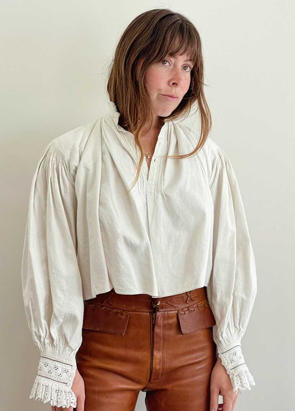 Antique Heavy Linen Blouse - image 1