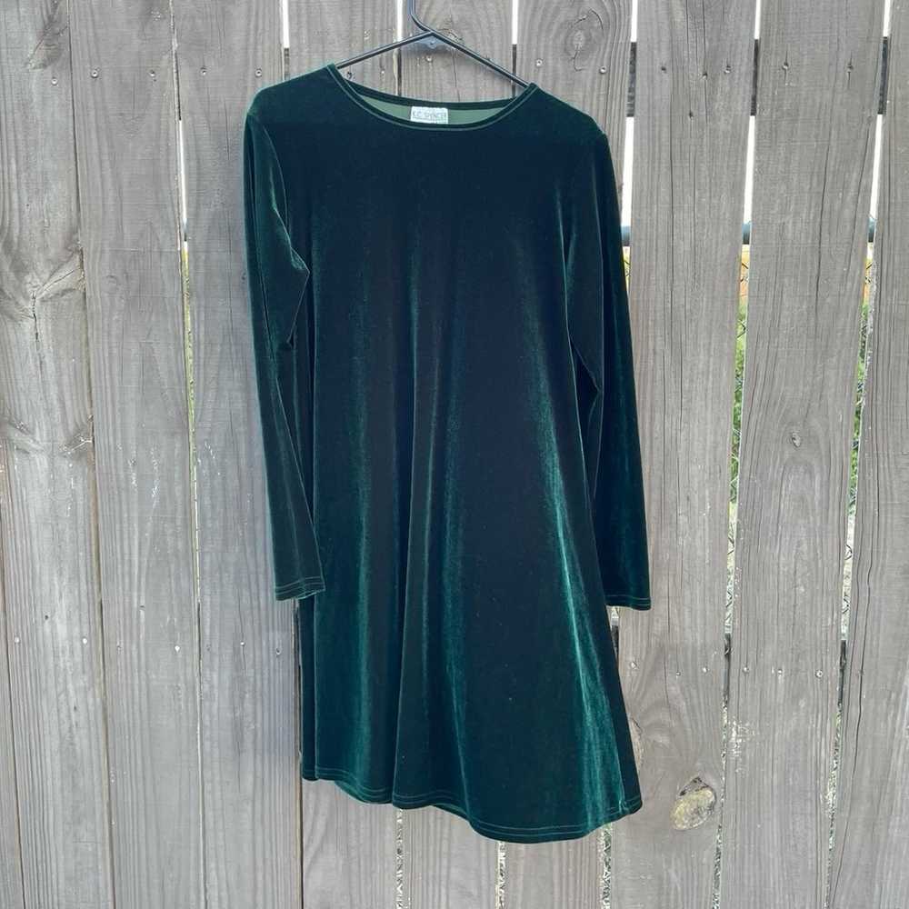 Vintage dark green velvet festive dress - image 12