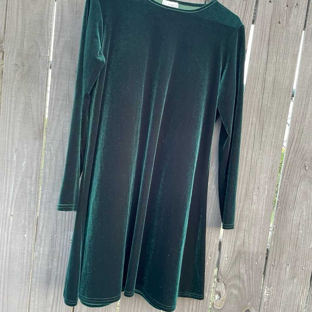 Vintage dark green velvet festive dress - image 1