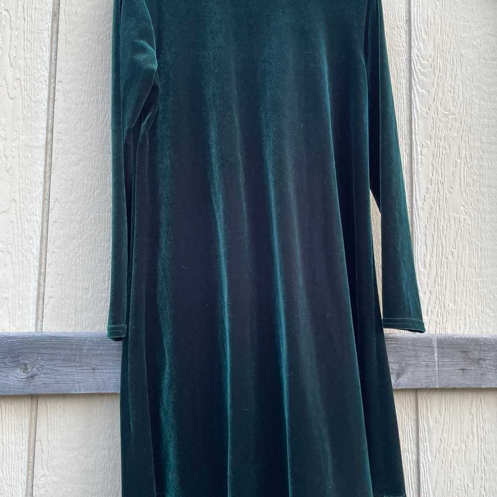 Vintage dark green velvet festive dress - image 3