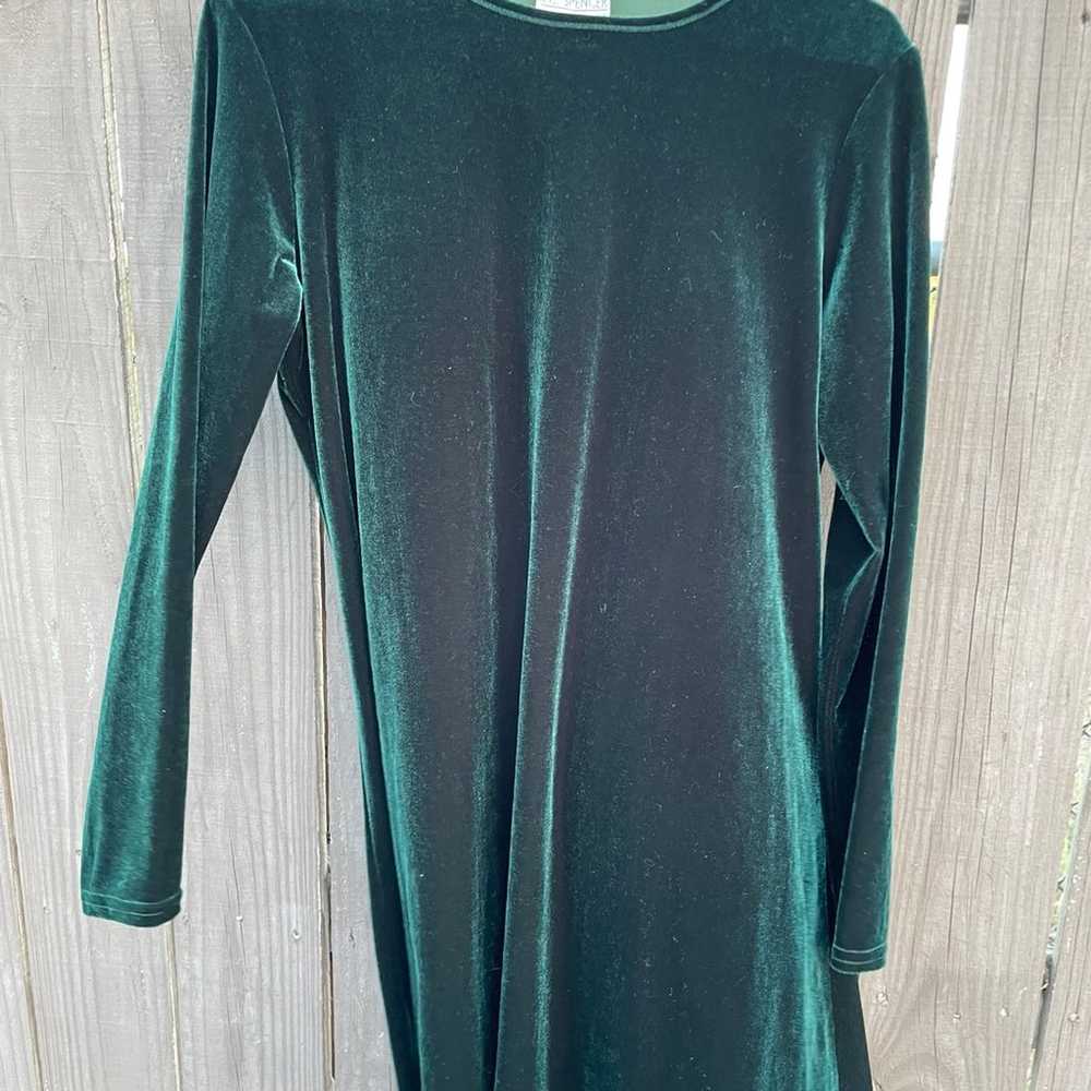 Vintage dark green velvet festive dress - image 8