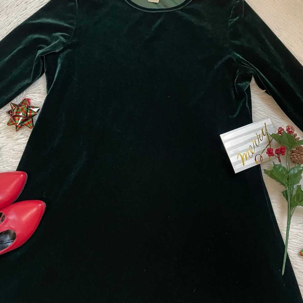 Vintage dark green velvet festive dress - image 9