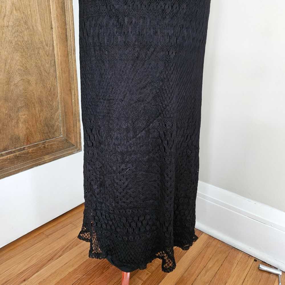 Vintage 90s Y2k Black Crochet Midi Maxi Dress Sho… - image 4