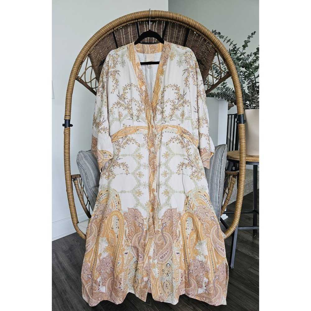 H&M S Floral Paisley Wide Sleeve Jacket Dress Kim… - image 5