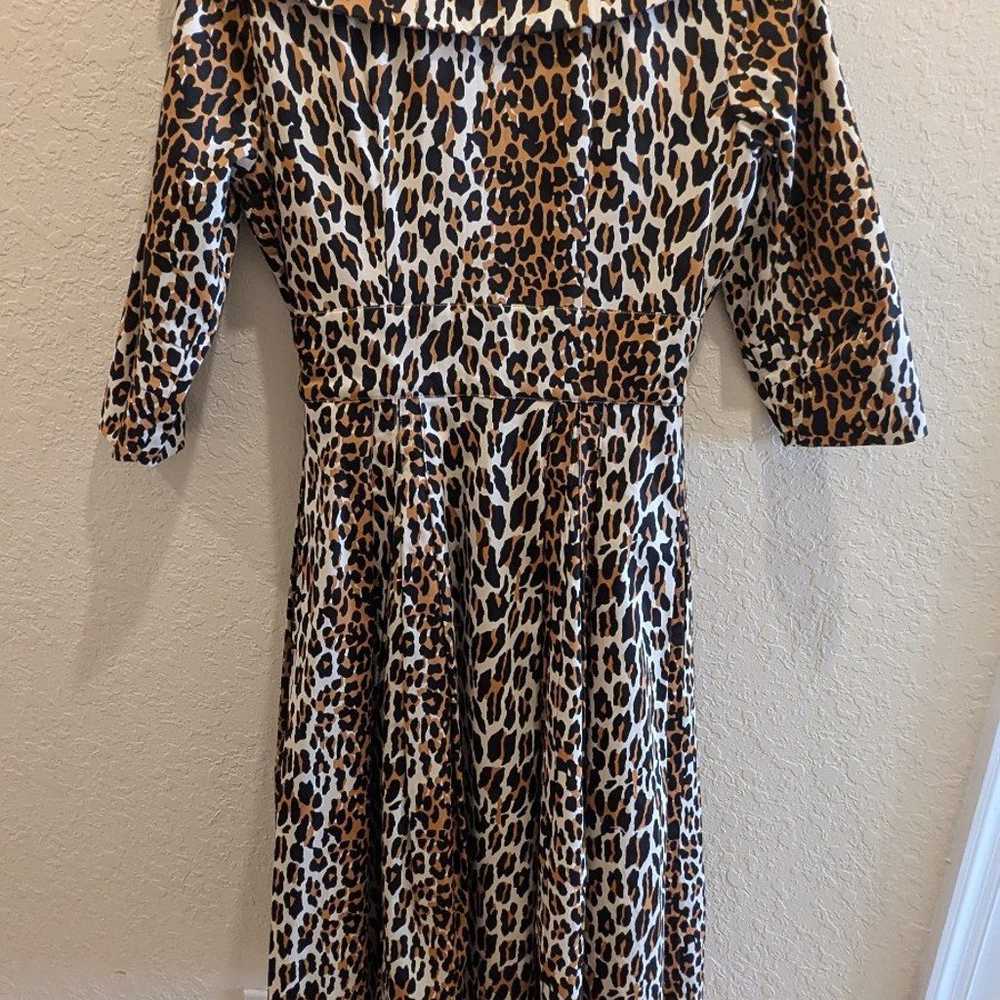 womens jacket long Leopard Print size 4 - image 2