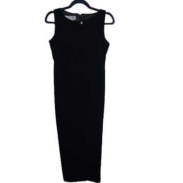 Vintage Maggy London Black Velvet Column Maxi Dre… - image 1