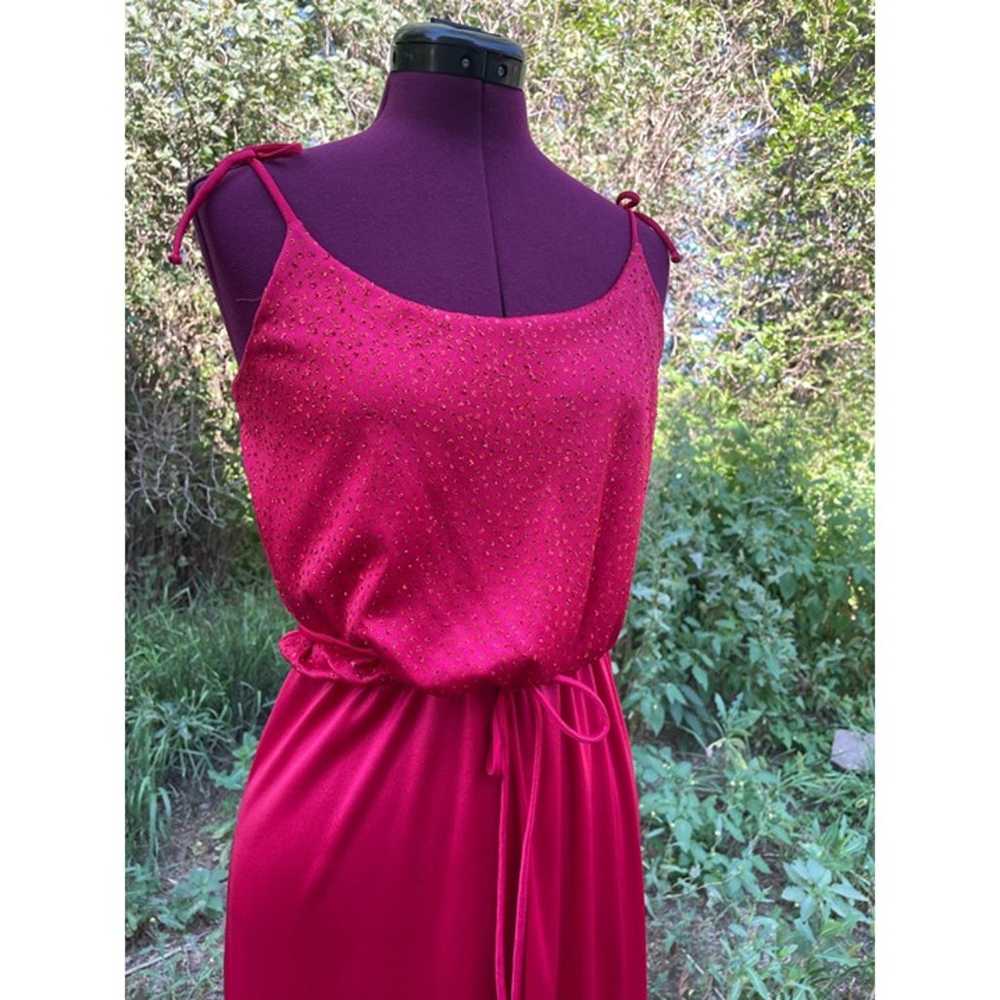 Vintage 1970s Red Glitter dress with jacket Spagh… - image 12