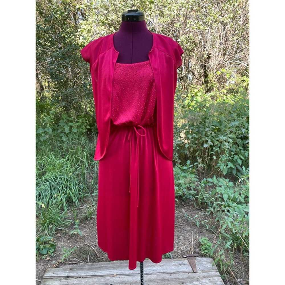 Vintage 1970s Red Glitter dress with jacket Spagh… - image 1