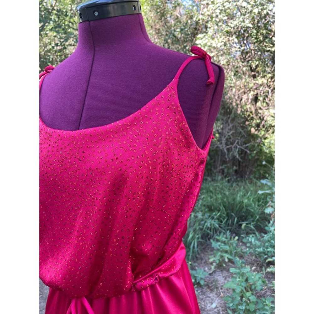 Vintage 1970s Red Glitter dress with jacket Spagh… - image 6