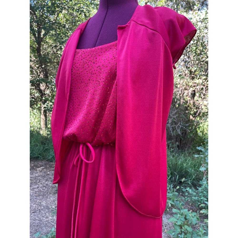 Vintage 1970s Red Glitter dress with jacket Spagh… - image 7