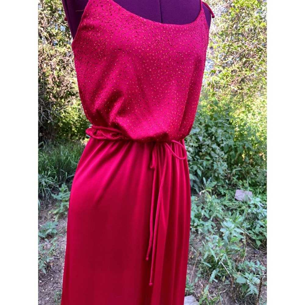 Vintage 1970s Red Glitter dress with jacket Spagh… - image 8