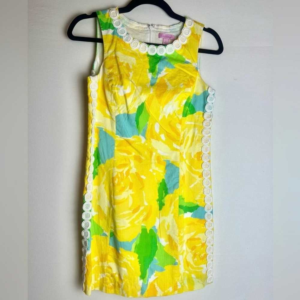 Lilly Pulitzer Sleeveless Yellow Floral Dress Siz… - image 1