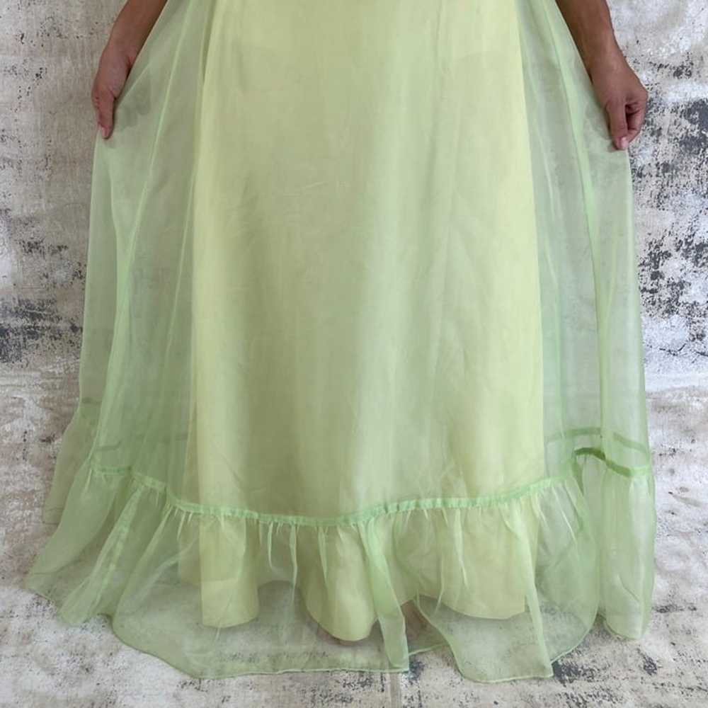 Vintage 70s Lime Green Ruffled Formal Maxi Dress - image 4