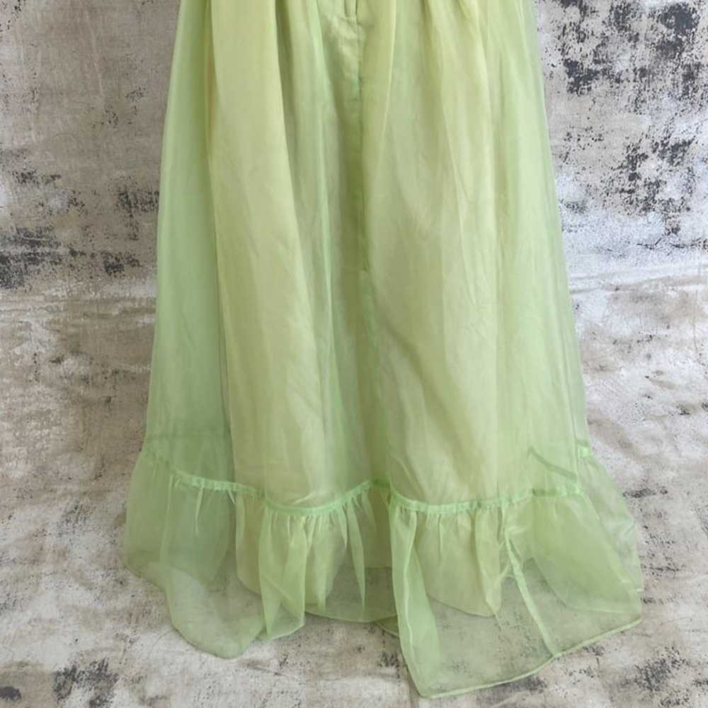 Vintage 70s Lime Green Ruffled Formal Maxi Dress - image 8