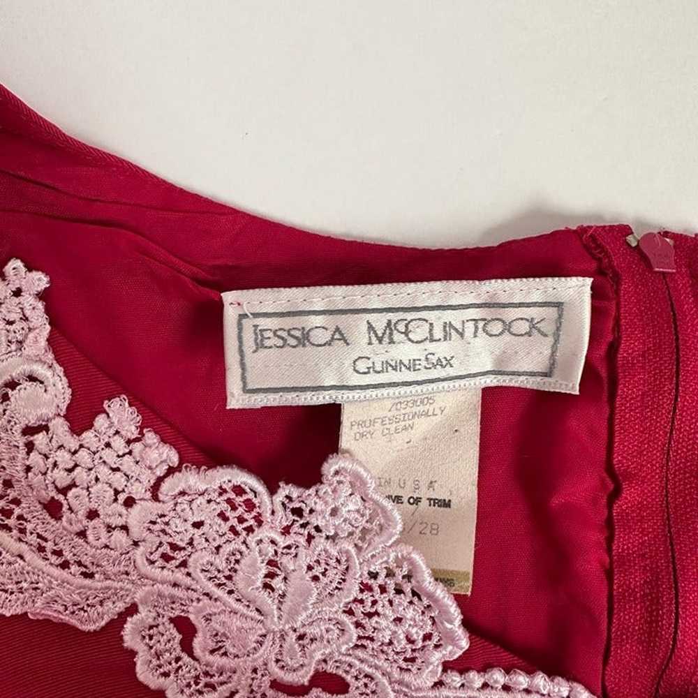 Vintage Jessica McClintock embroidered fuchsia dr… - image 4