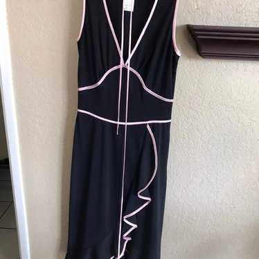 Vintage pink and Black sleeveless midi dress