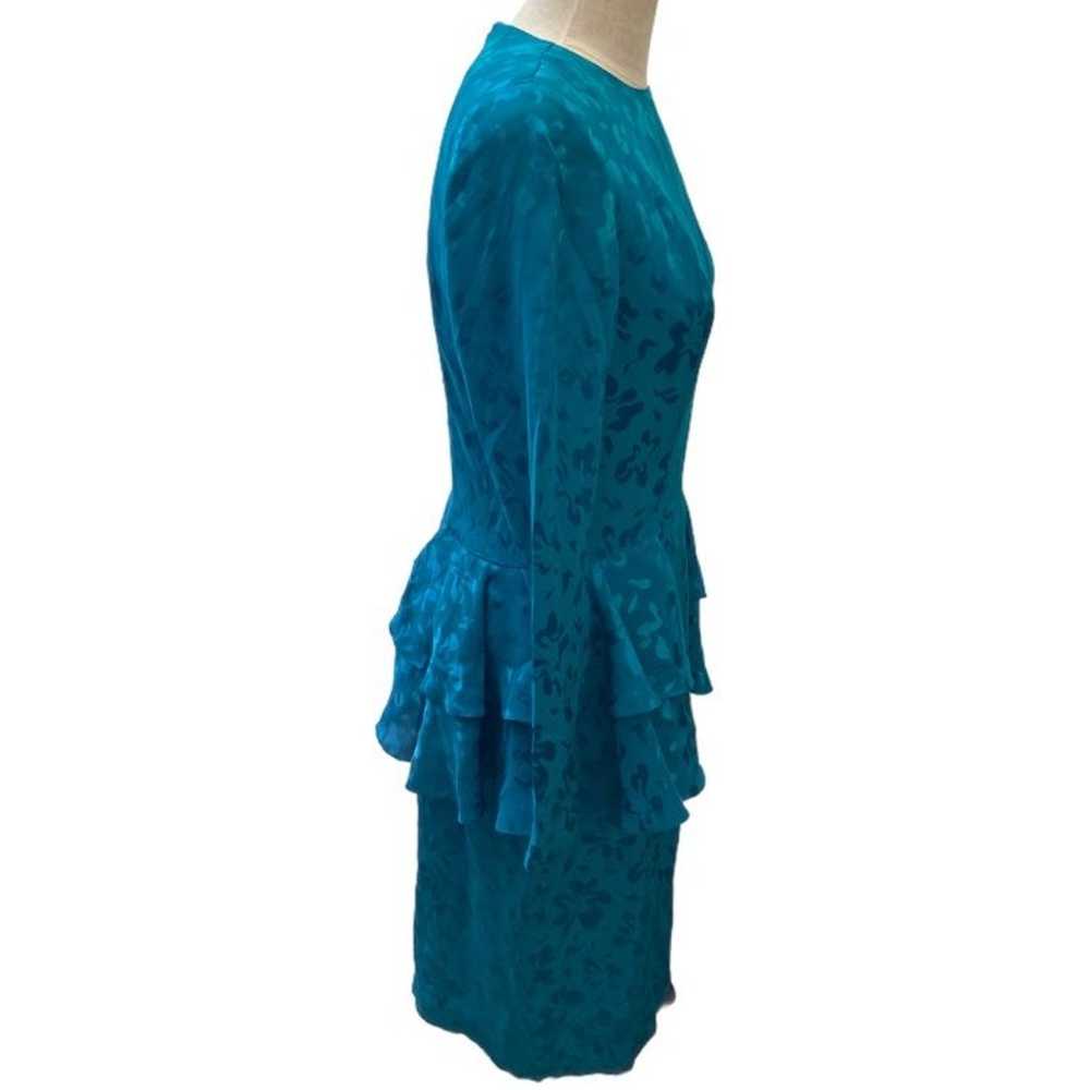 Vintage 1980's Adrianna Papell 100% Silk Turquois… - image 2