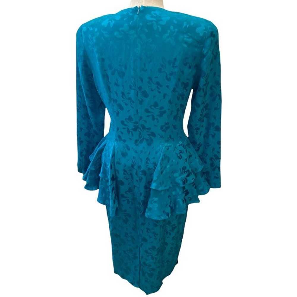 Vintage 1980's Adrianna Papell 100% Silk Turquois… - image 3