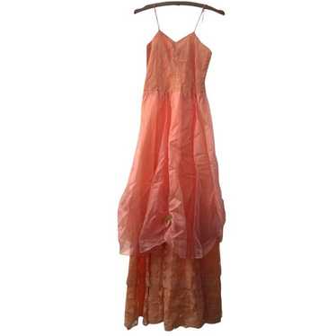 Vintage 1980's Peach Pink Lace Prom Dress Size Sma