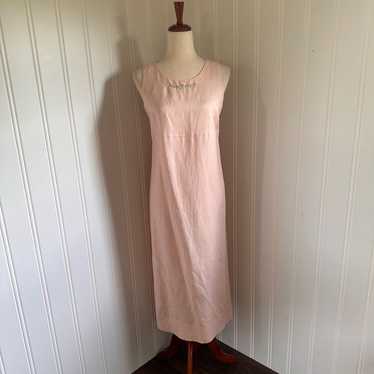 Vintage 90s Coquette Pink Floral Linen Dress Shir… - image 1