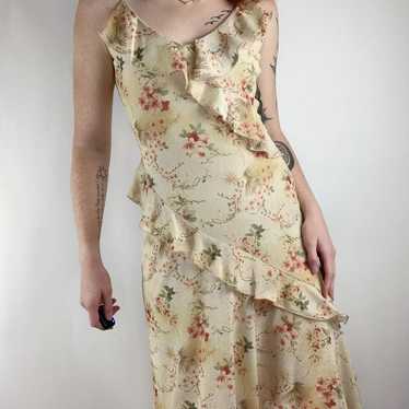 Vintage Cottage Core Floral Midi Dress - image 1