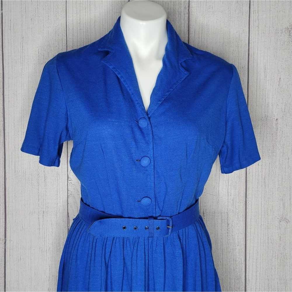 Vintage 50s Blue Shirt Dress with Metal Marvel Si… - image 2