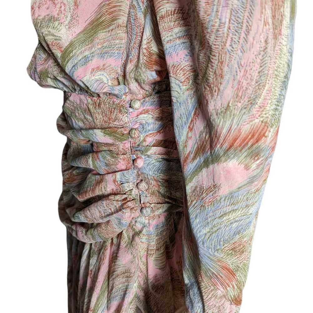 Vintage 80s Drop Waist Pastel Abstract Feather Lo… - image 5