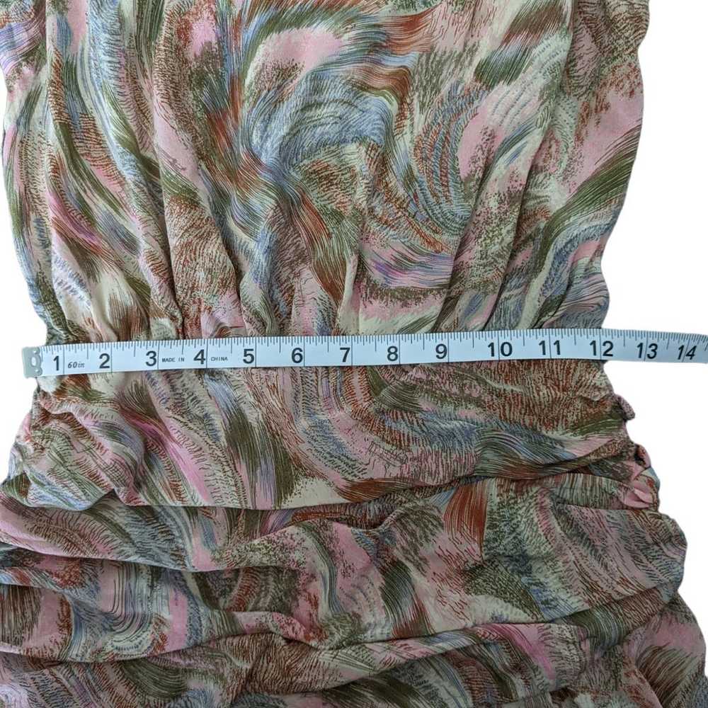 Vintage 80s Drop Waist Pastel Abstract Feather Lo… - image 9