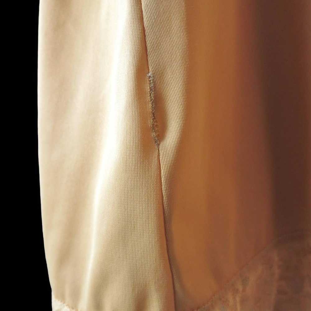 60s Vintage Autumn Gold Nylon & Lace Slip Dress S - image 10