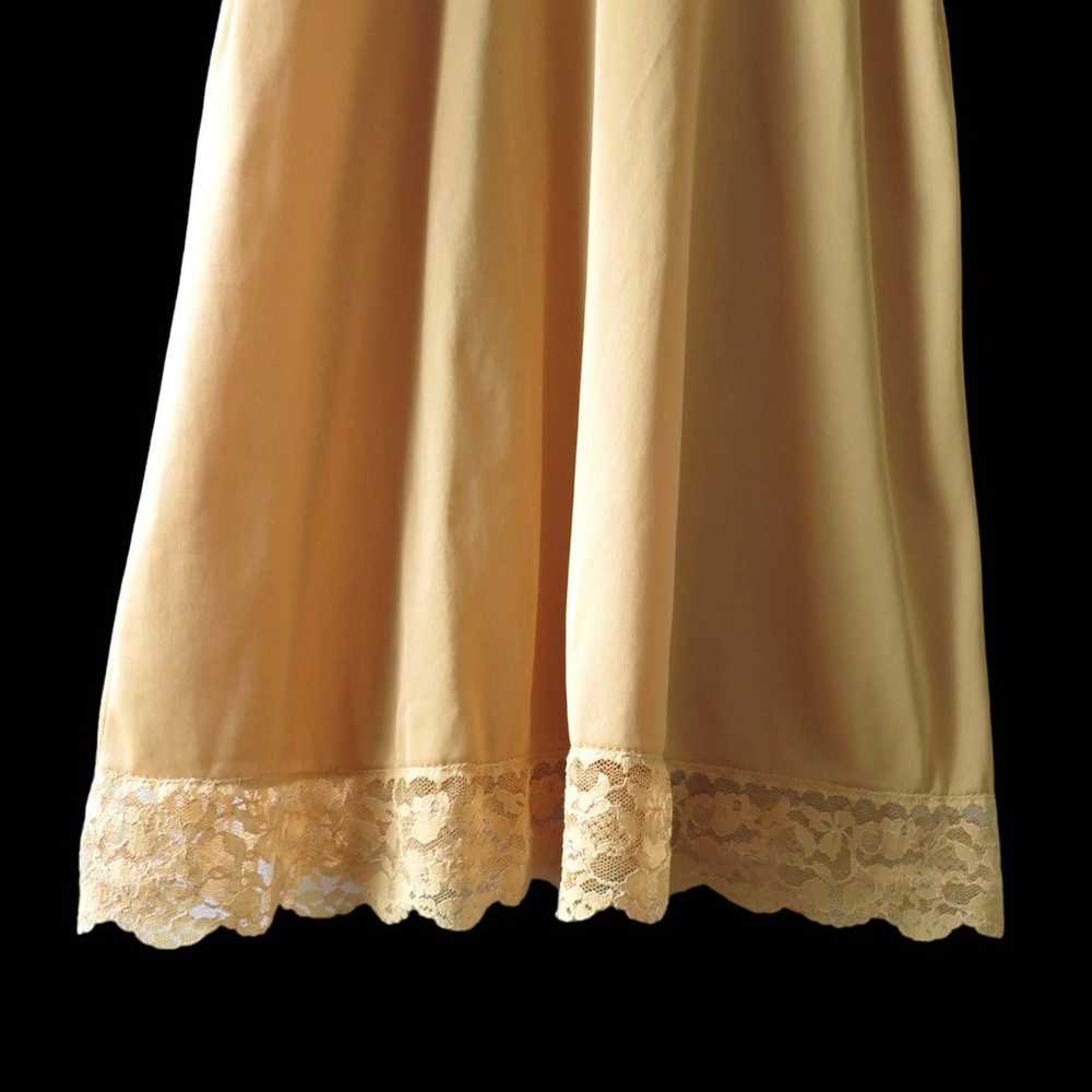 60s Vintage Autumn Gold Nylon & Lace Slip Dress S - image 5