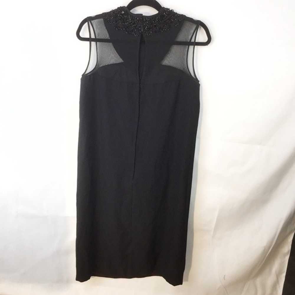 VTG Black Crepe Illusion Sheath Dress Hand Beaded… - image 4