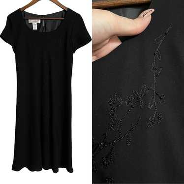 Vintage Womens Black Short Sleeve Floral Embroide… - image 1