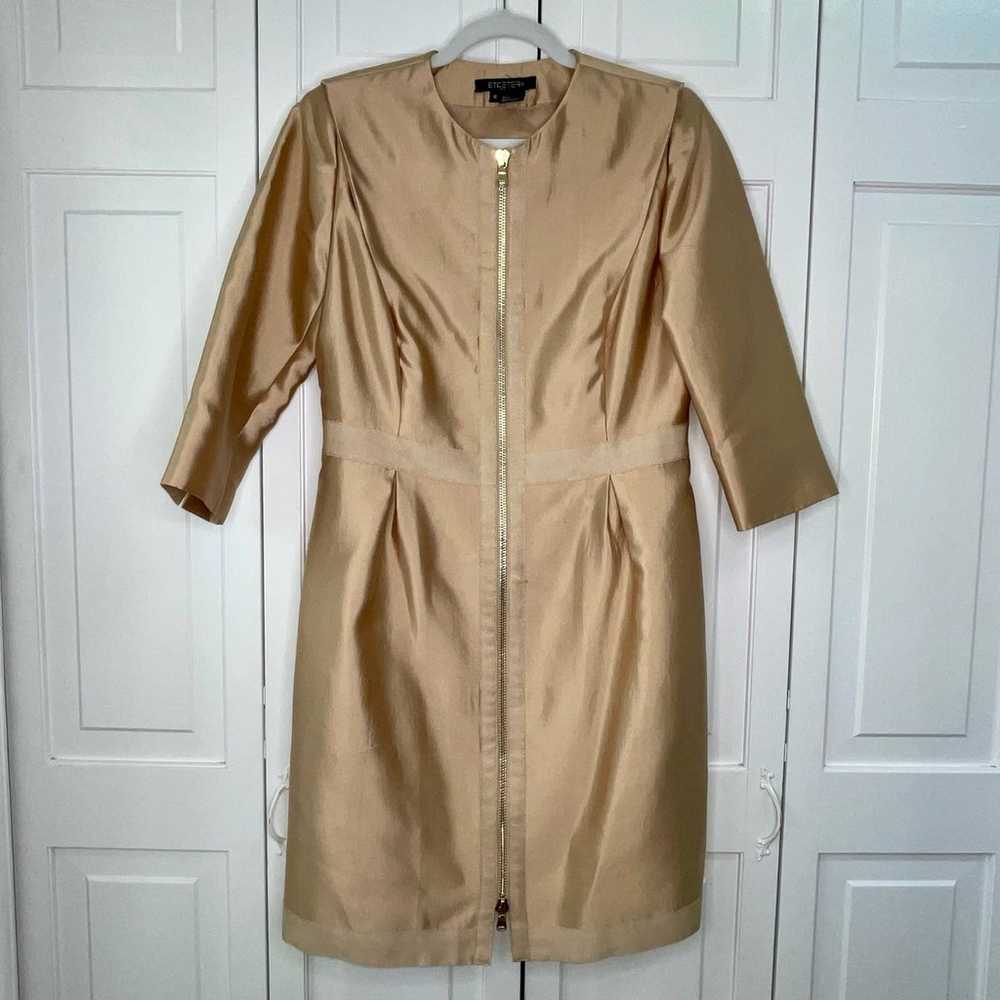 Vintage Etcetera Zip Front Silk and Cotton Gold T… - image 2