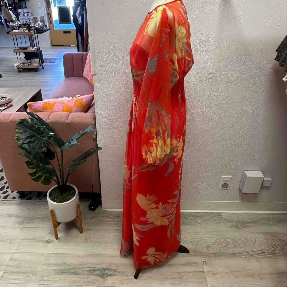 Vintage orange chiffon floral maxi dress - image 3