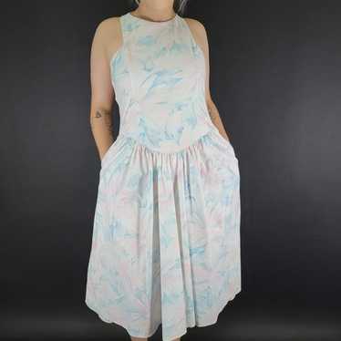 80s All That Jazz Sleeveless Pastel Floral Dress