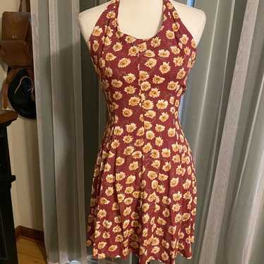 Vintage 90’s burgundy floral mini dress