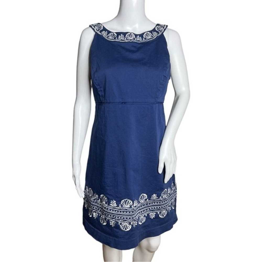 Lilly Pulitzer Dress Womens 6 Blue White Embroide… - image 1