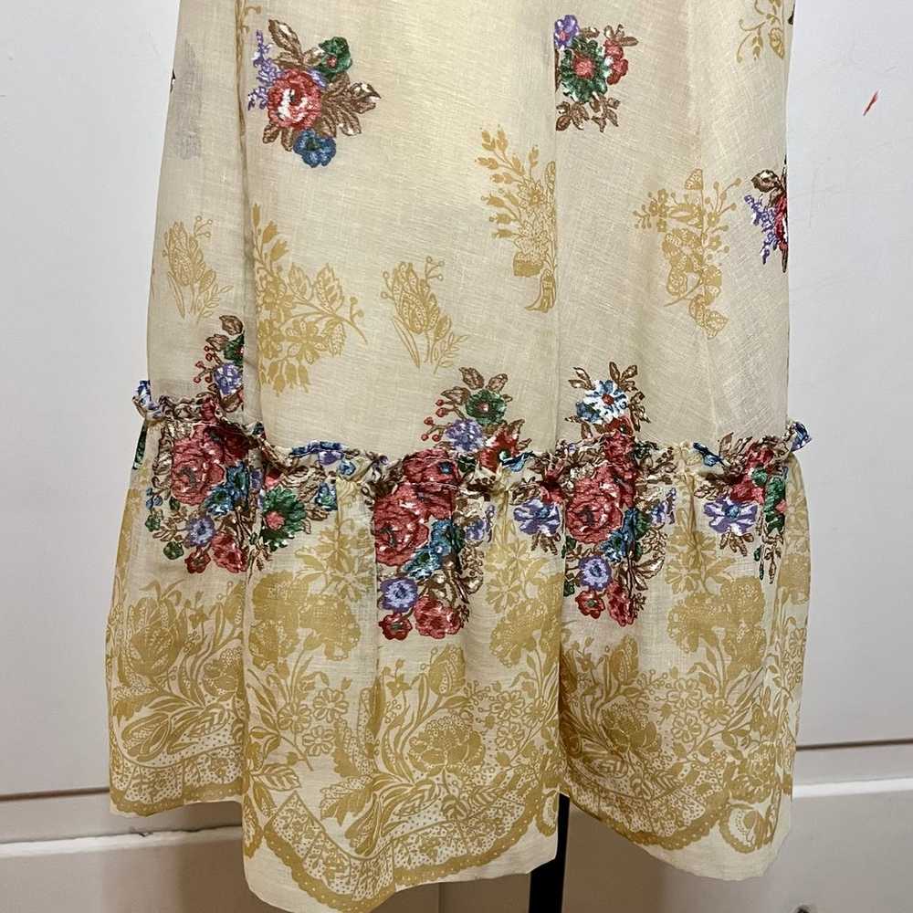 Vintage 70s Cream Floral Off Shoulder A Line Dress - image 10