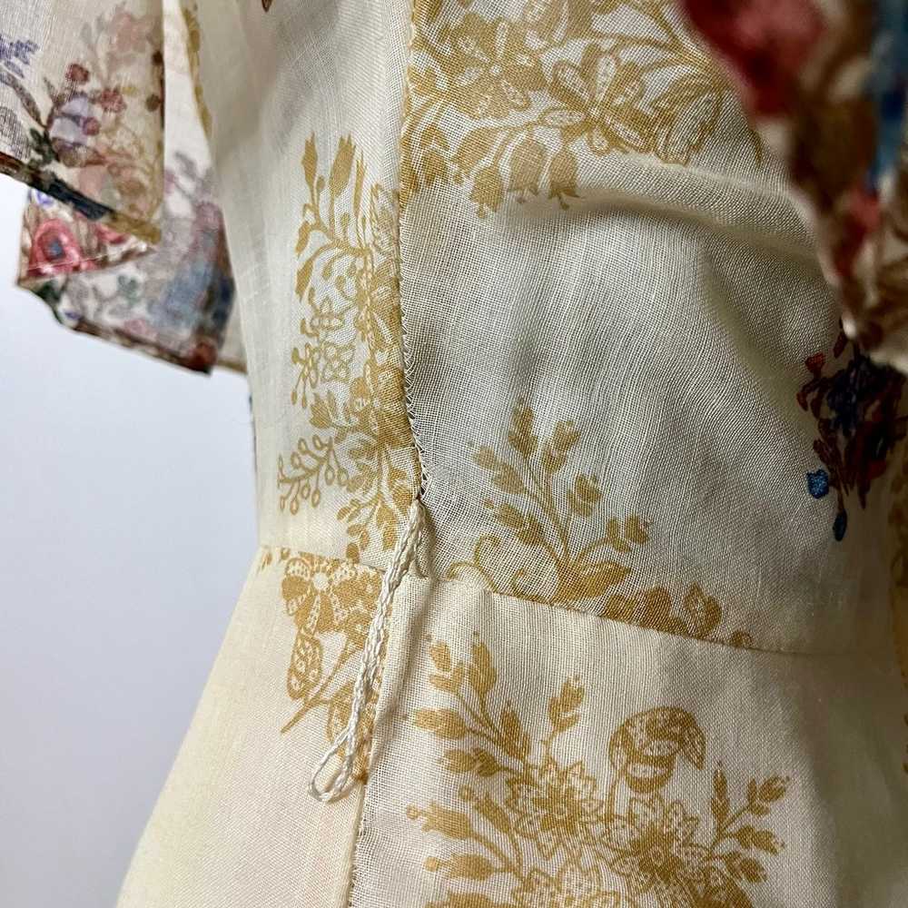 Vintage 70s Cream Floral Off Shoulder A Line Dress - image 3