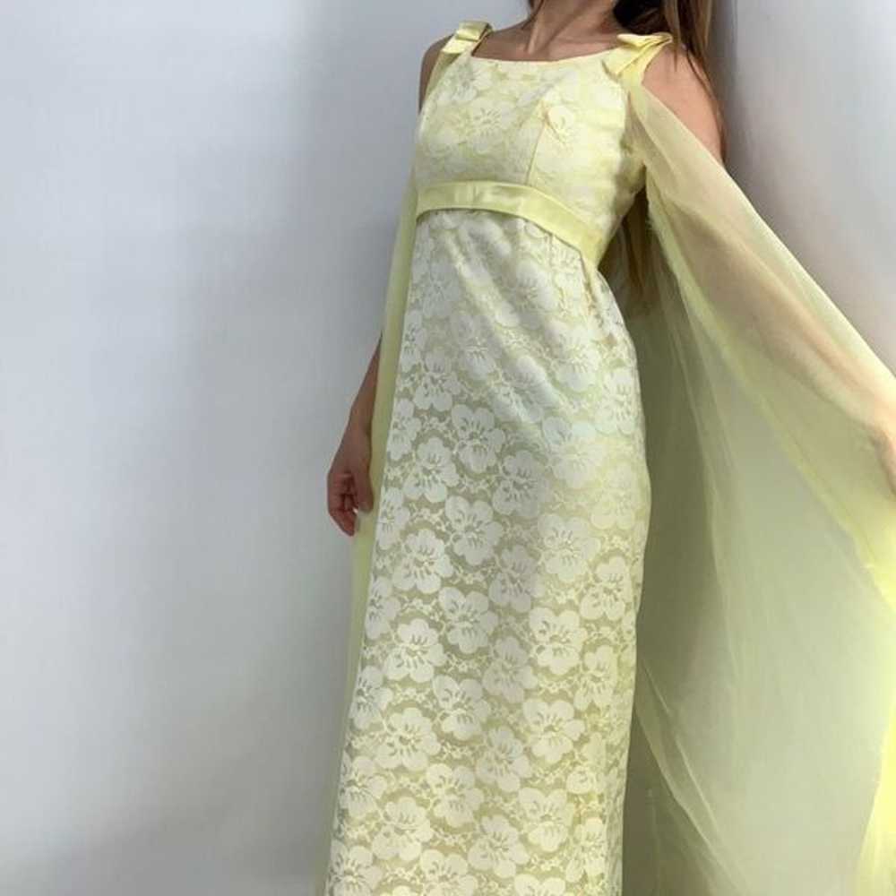 Vintage yellow lace maxi dress sz s - image 4