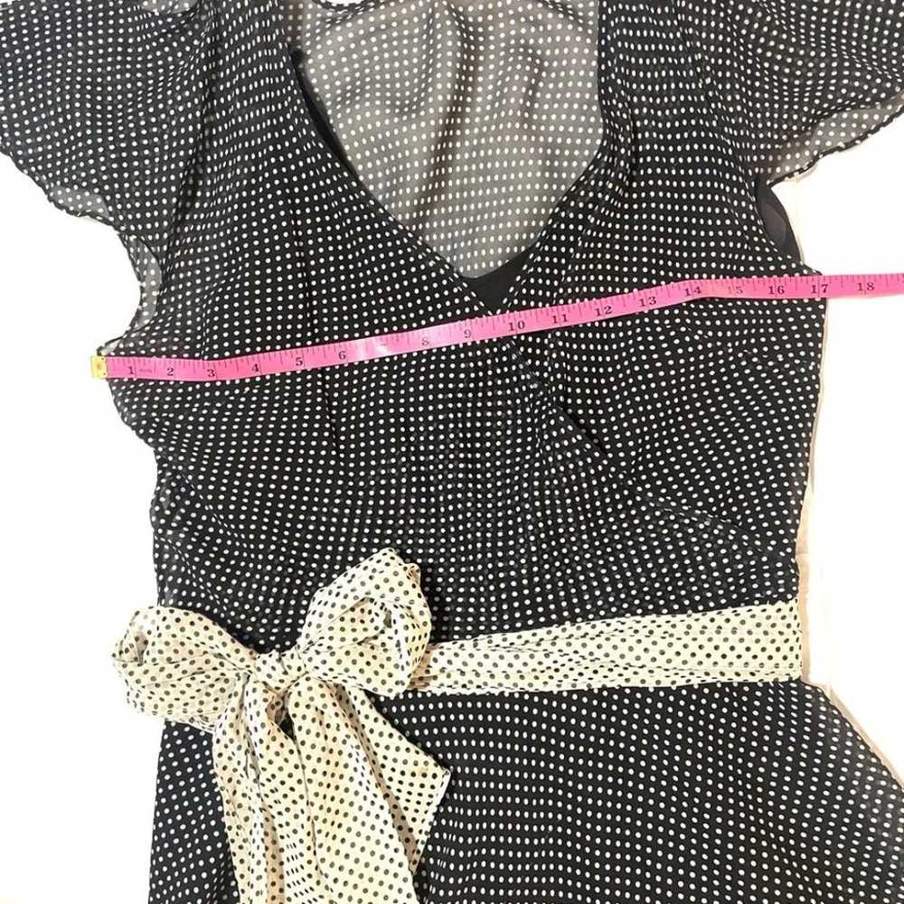 EXPRESS Vintage 100% silk A Line dress polka dot … - image 4