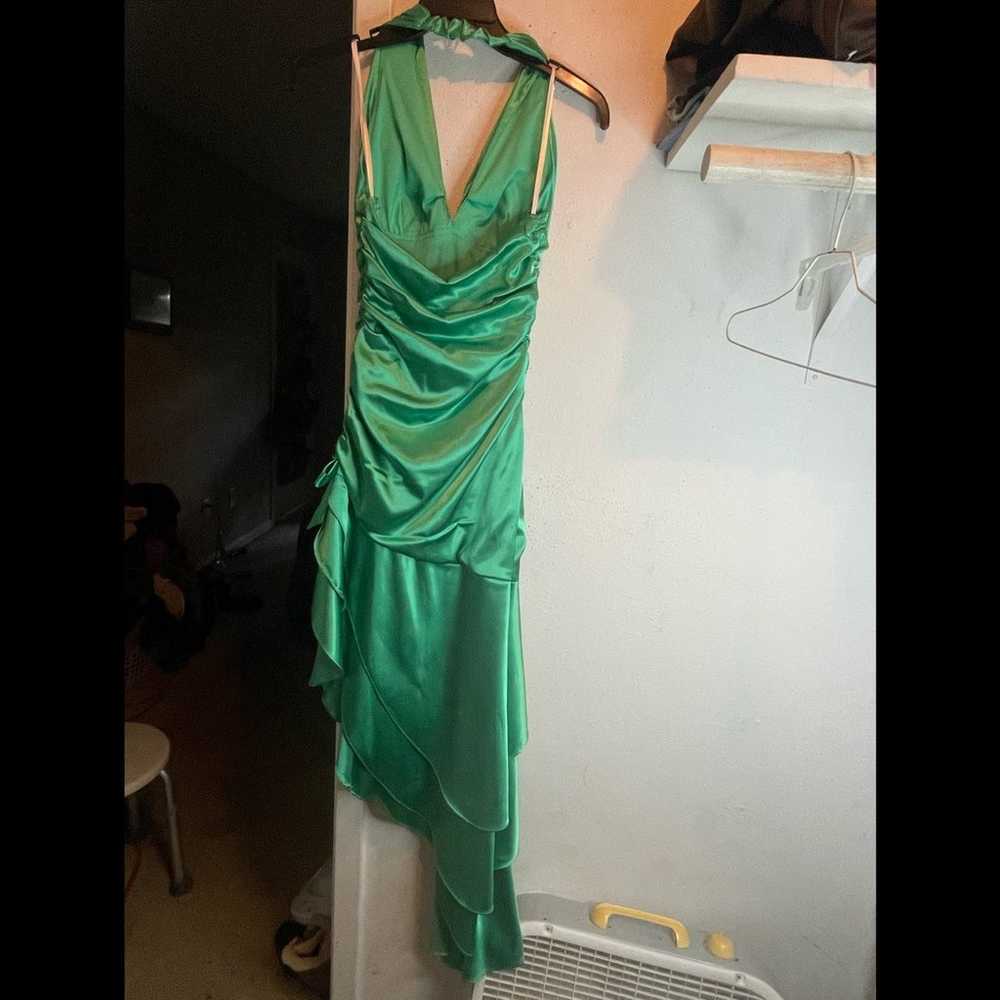 Green silk satin maxi dress - image 3