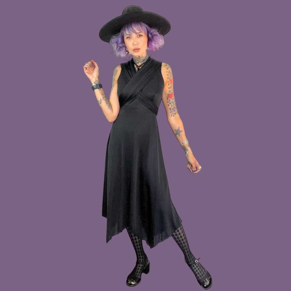 Vintage witchy handmade dress w/wrap bodice - image 1