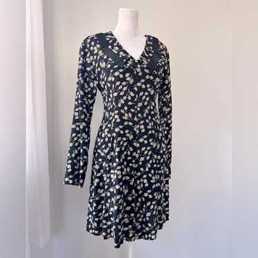 Vintage ‘90s Styleworks Black & Cream Floral Prin… - image 1