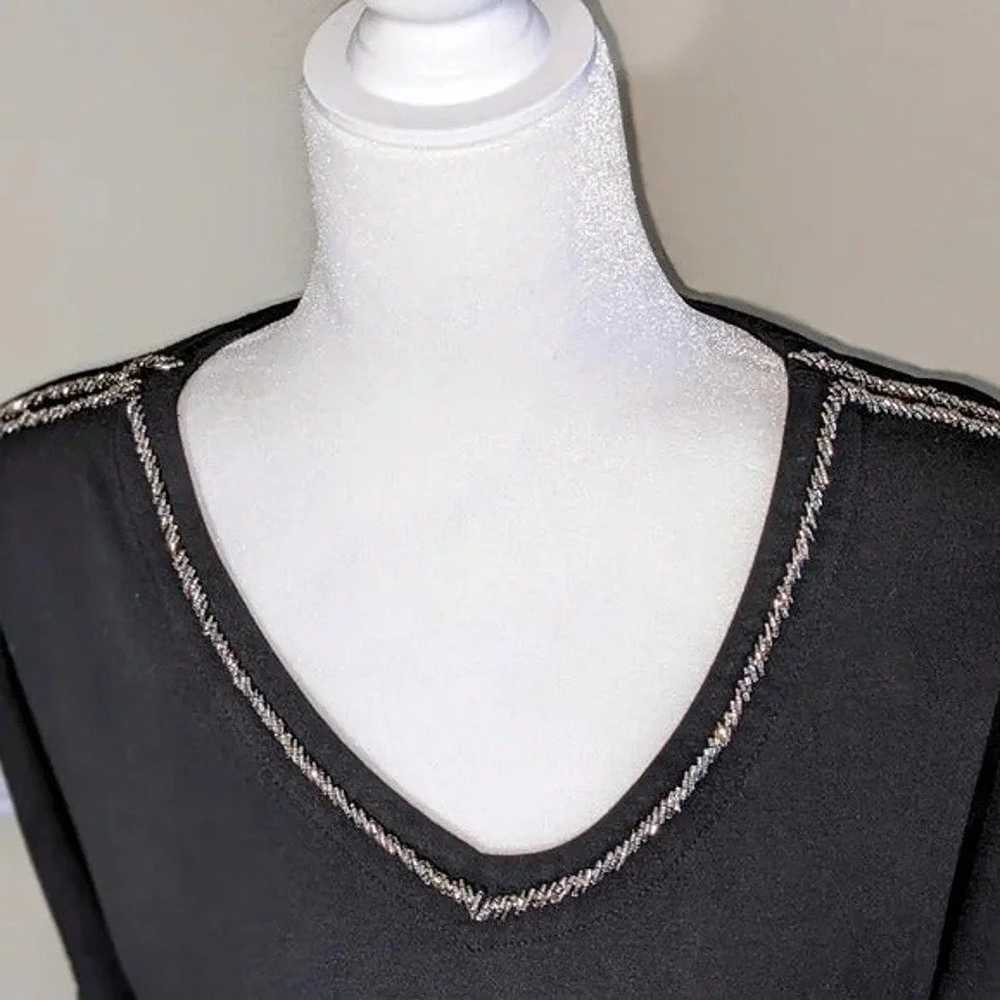 Black Mini Dress w/ Silver Sparkle Bead Neckline … - image 3