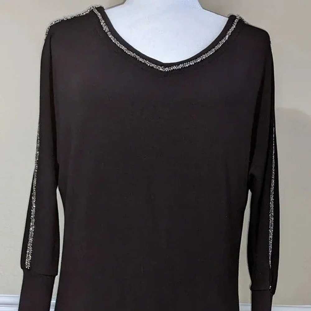 Black Mini Dress w/ Silver Sparkle Bead Neckline … - image 6