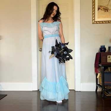 Vintage 70s Pastel Blue Gown