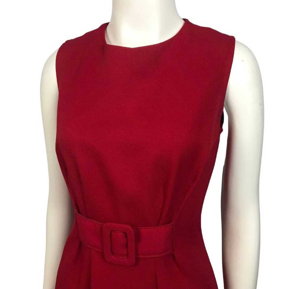 1990s Red Buckle Front Short Mini Sleeveless Dres… - image 2